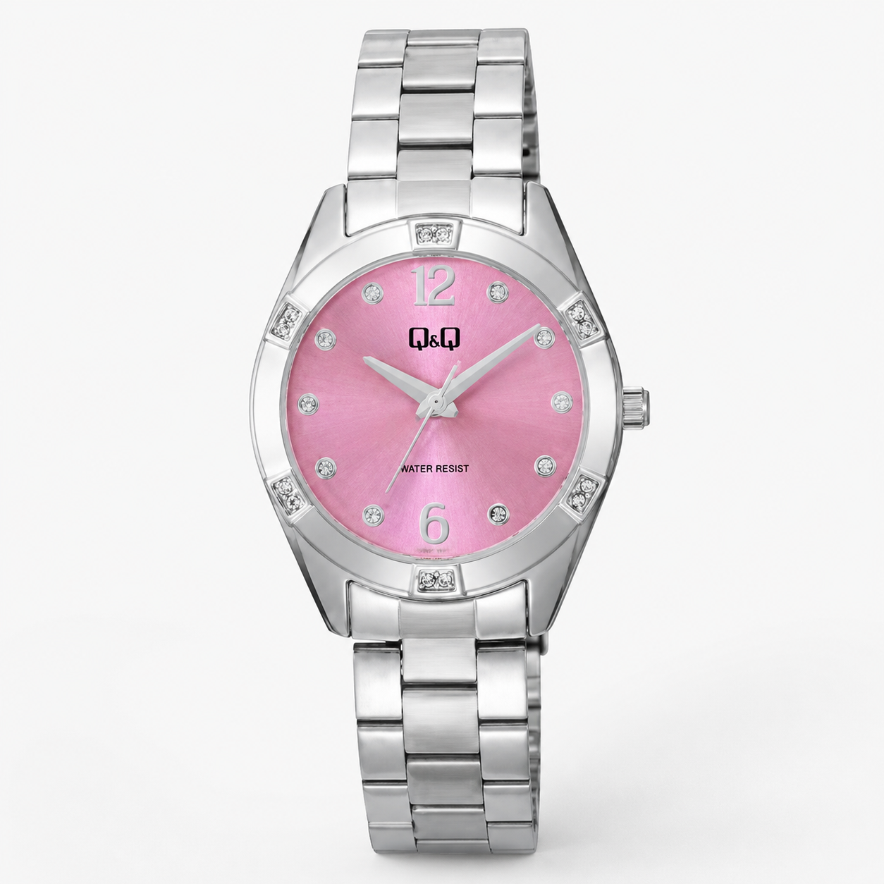 Reloj Q&Q para dama - Q83B-002PY - analógico plateado y rosado