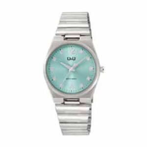 Reloj Q&Q para dama – Q84B-002PY – analógico plateado y verde