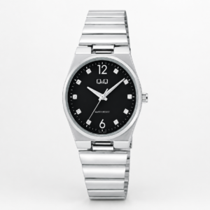 Reloj Q&Q para dama – Q84B-006PY – analógico negro y plateado