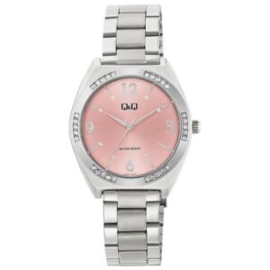 Reloj Q&Q para dama – Q89B-002PY – analógico plateado y rosado