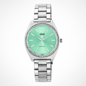 Reloj Q&Q para dama – Q91B-003PY – analógico verde y plateado