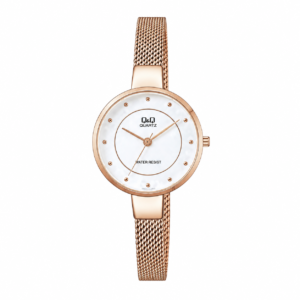 Reloj Q&Q para dama – QA17J011Y – analógico bicolor plateado y rosado dorado