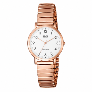 Reloj Q&Q para dama – QA21J044Y – analógico bicolor plateado y rosado dorado