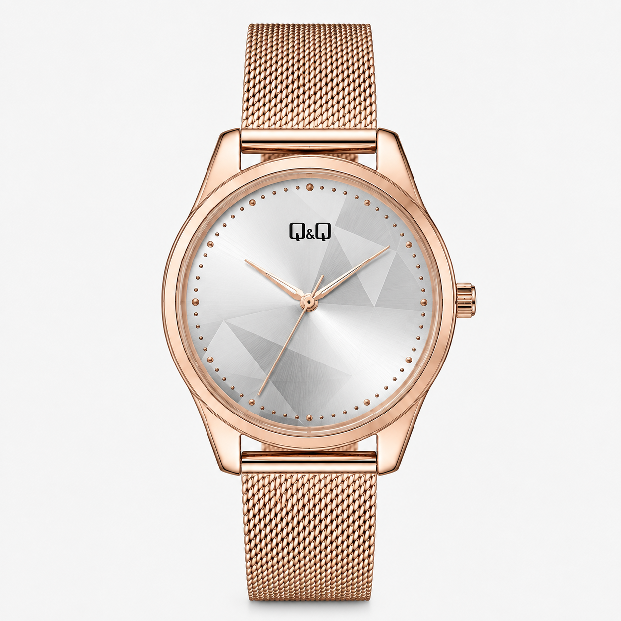 Reloj Q&Q para dama - QZ59J091Y - analógico bicolor plateado y rosado dorado