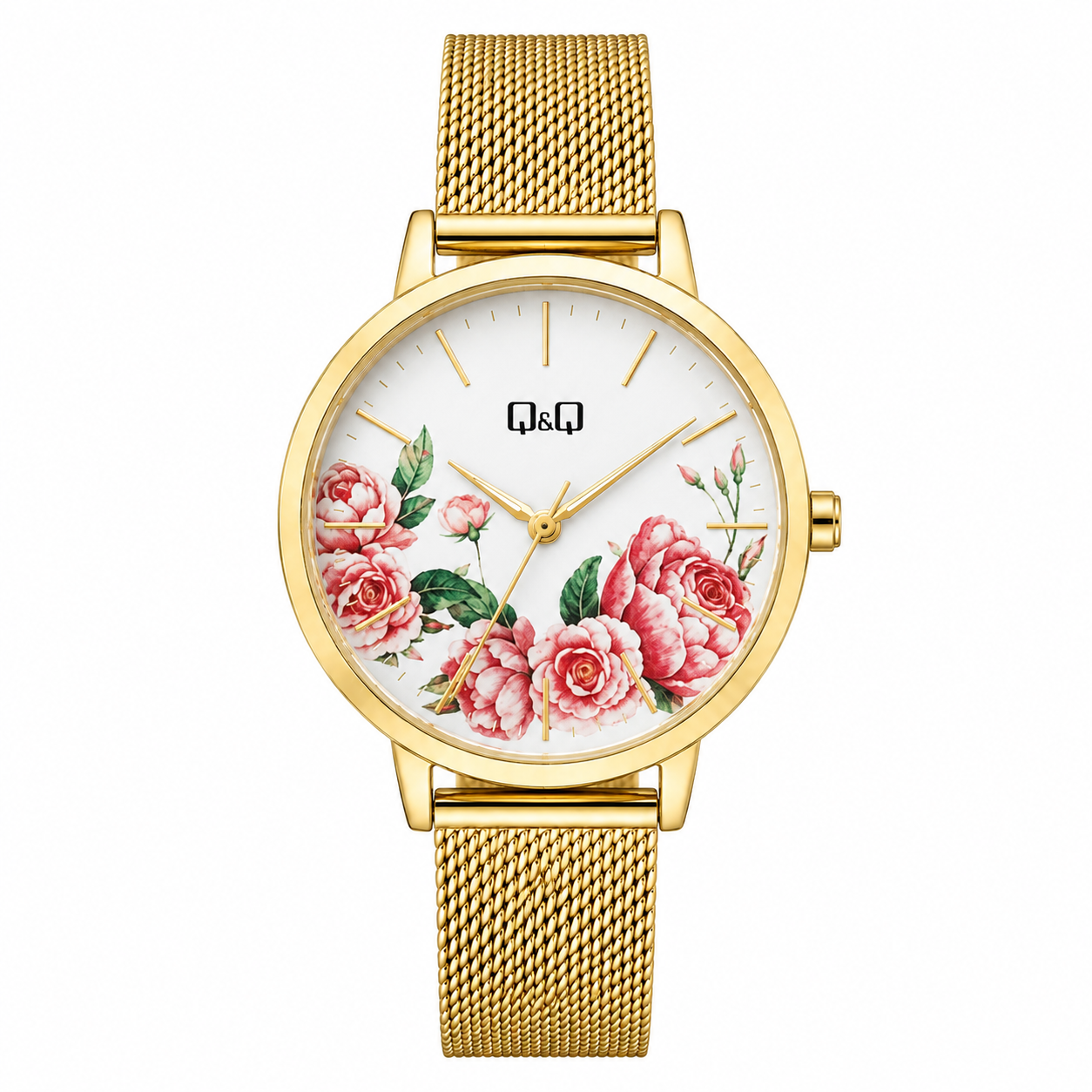Reloj Q&Q para dama - QZ67J021Y - analógico rosado dorado con blanco