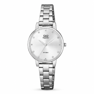 Reloj Q&Q para dama – S401J201Y – analógico plateado con blanco
