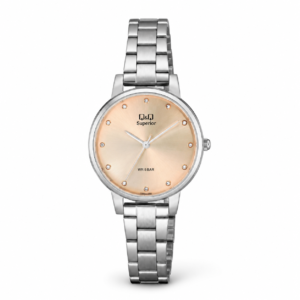 Reloj Q&Q para dama – S401J202Y – analógico bicolor plateado y rosado dorado