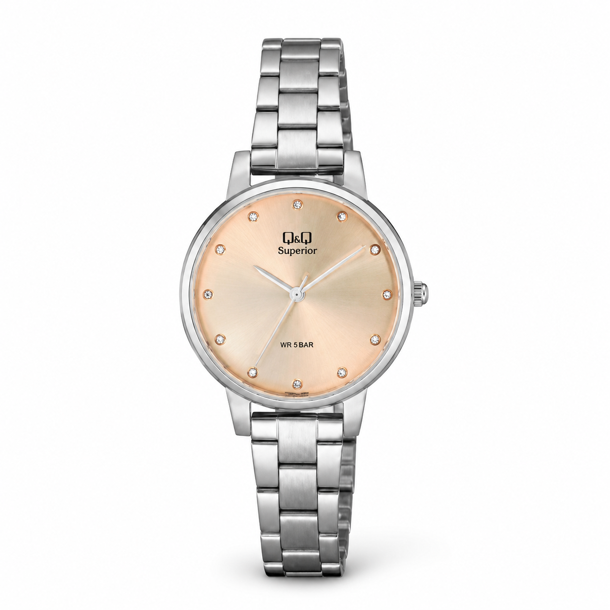 Reloj Q&Q para dama - S401J202Y - analógico bicolor plateado y rosado dorado