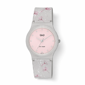Reloj Q&Q para dama – V06A-011VY – analógico plateado y rosado