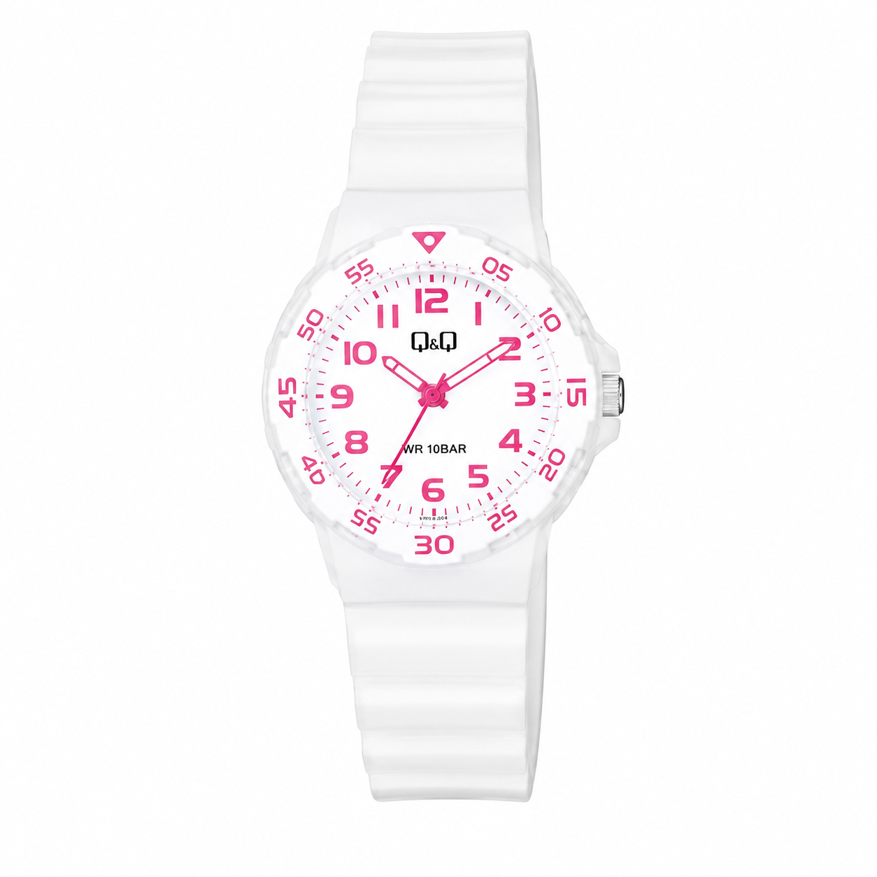 Reloj Q&Q para dama - V07A-003VY - analógico plateado con blanco