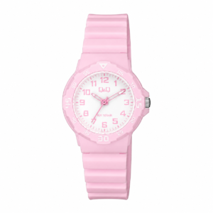 Reloj Q&Q para dama – V07A-007VY – analógico rosado con blanco