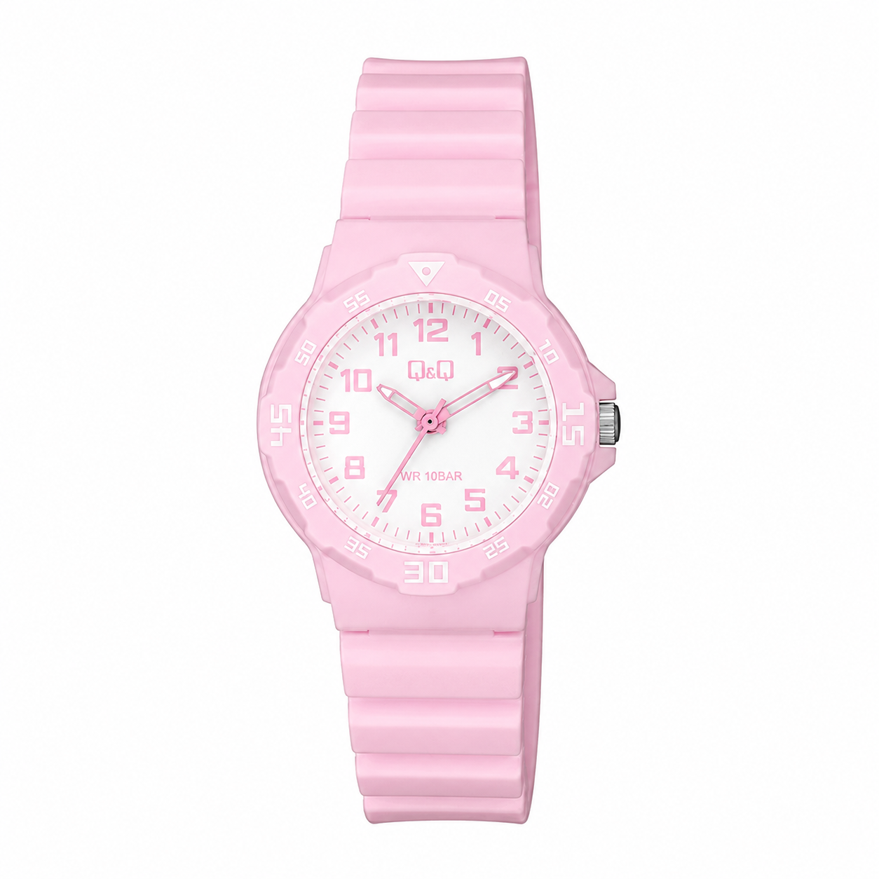 Reloj Q&Q para dama - V07A-007VY - analógico rosado con blanco