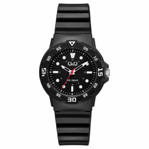 Reloj Q&Q para dama – V07A-010VY – analógico negro y plateado