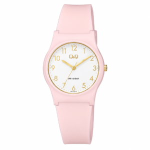 Reloj Q&Q para dama – V27A-004VY – analógico rosado con blanco
