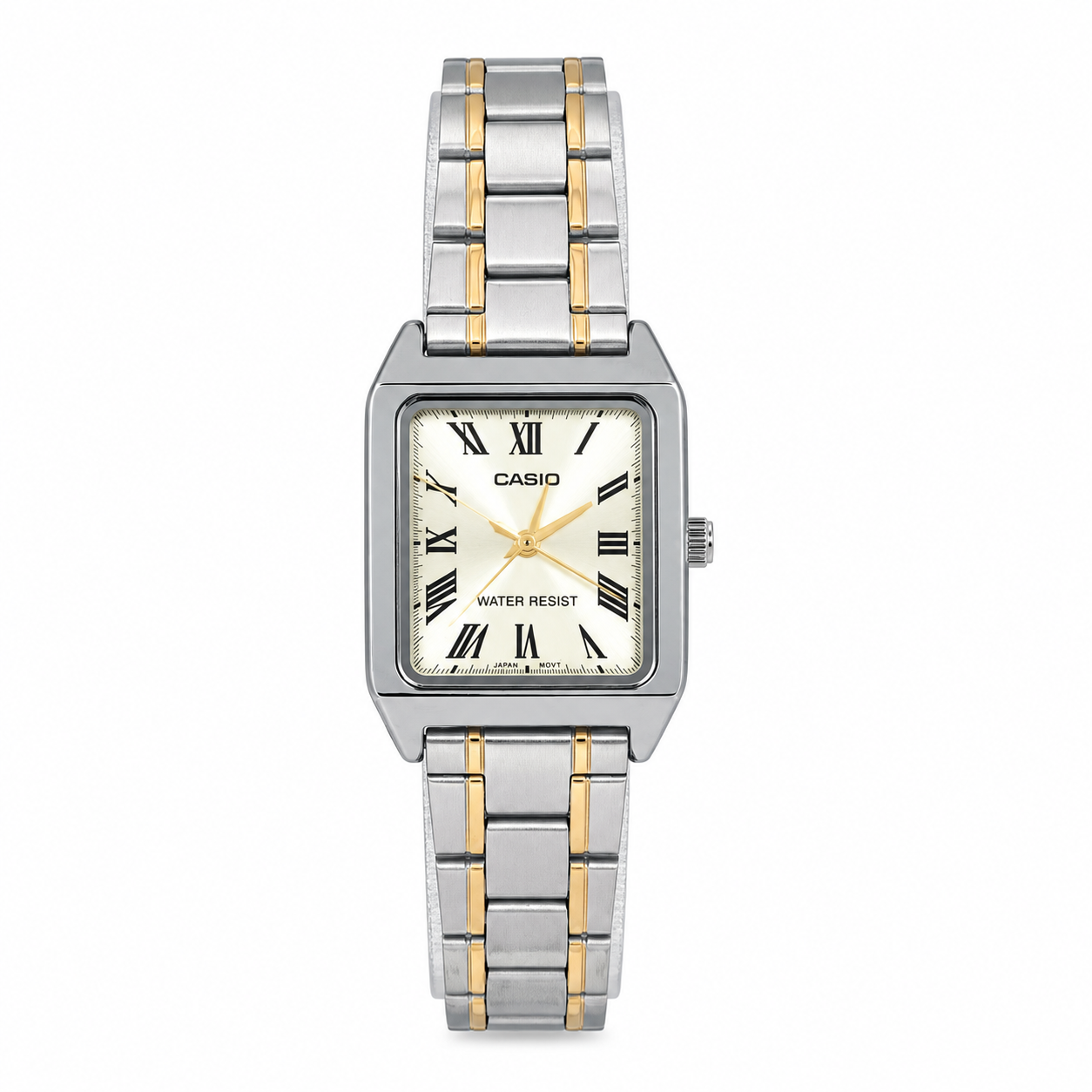 Reloj Casio dama LTP-V007SG-9B acero inoxidable fondo blanco