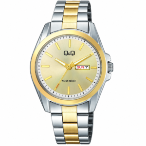Reloj Q&Q para caballero – A05A-001PY – plateado y dorado con esfera champagne