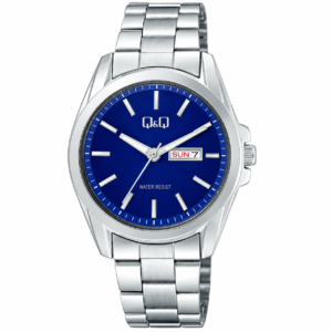Reloj Q&Q para caballero – A05A-004PY – plateado con esfera azul