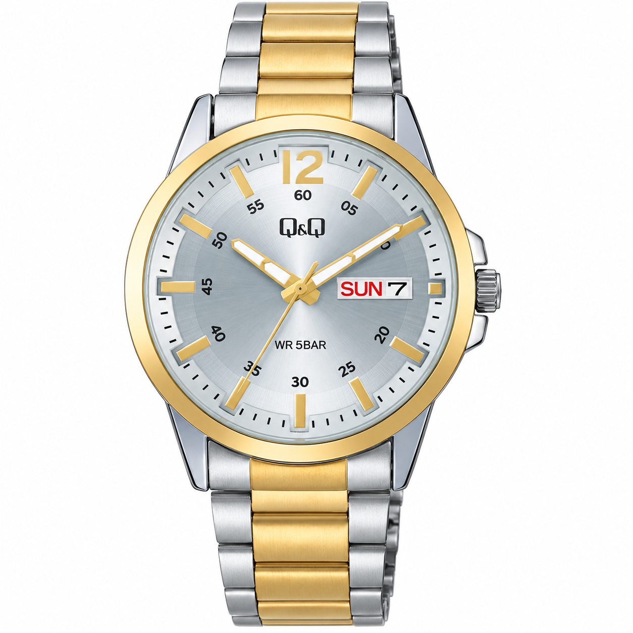 Reloj Q&Q para caballero - A36A-005PY - plateado y dorado con esfera blanca