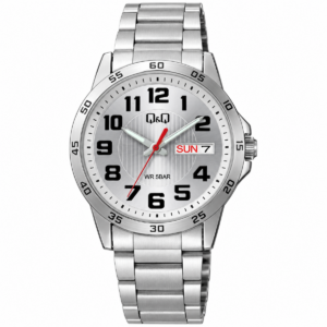 Reloj Q&Q para caballero – A37A-001PY – plateado con esfera blanca