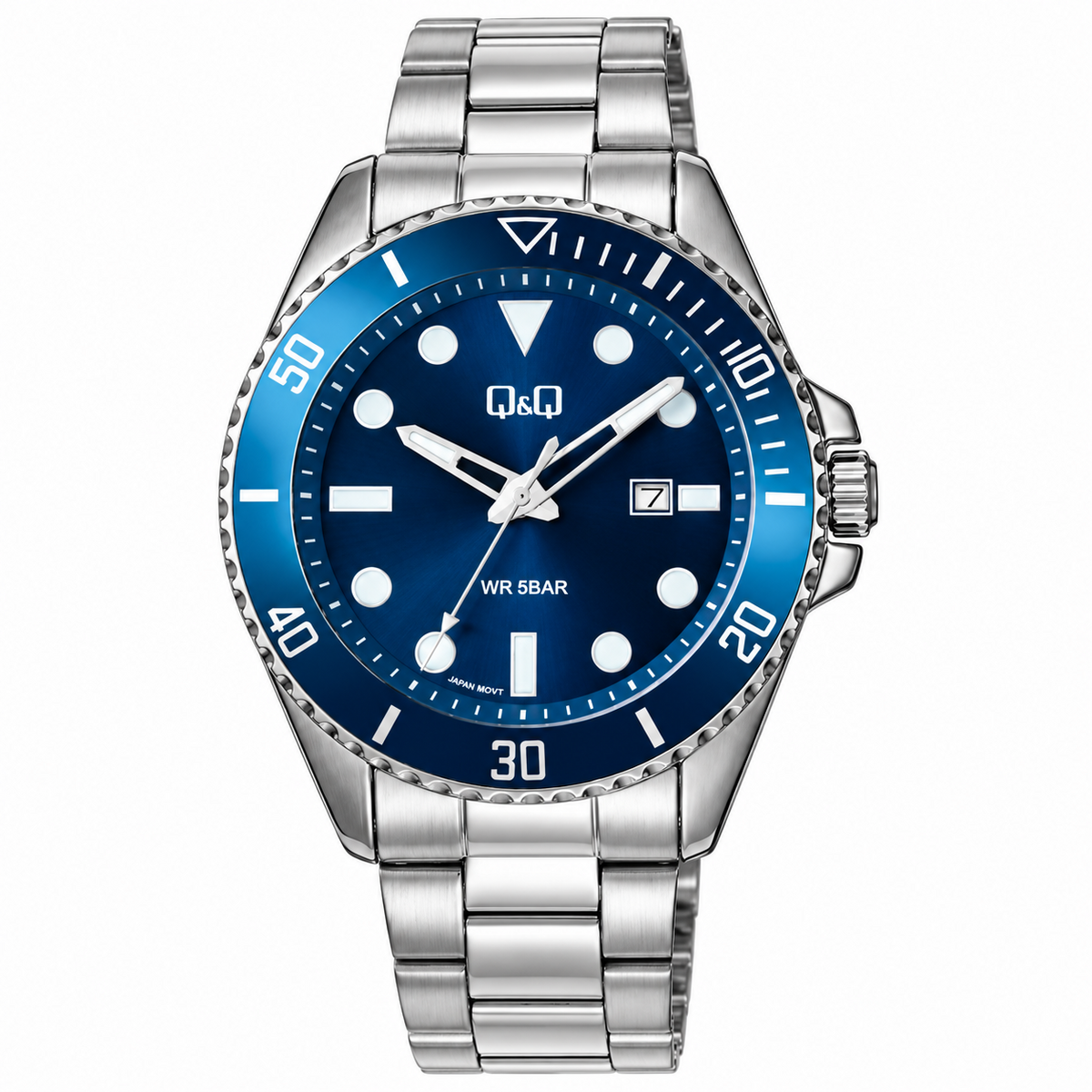 Reloj Q&Q para caballero - A41A-001PY - plateado con esfera azul
