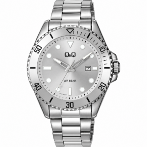 Reloj Q&Q para caballero – A41A-002PY – plateado con esfera blanca