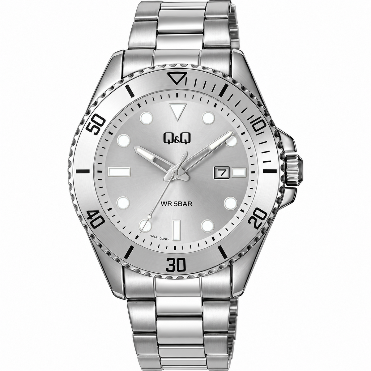 Reloj Q&Q para caballero - A41A-002PY - plateado con esfera blanca