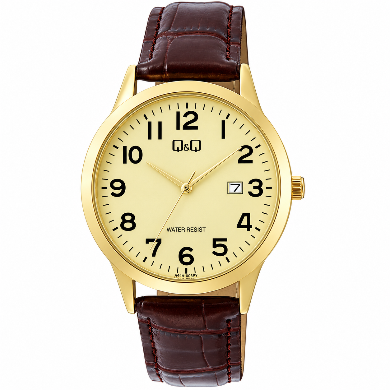 Reloj Q&Q para caballero - A44A-006PY - correa café y esfera crema