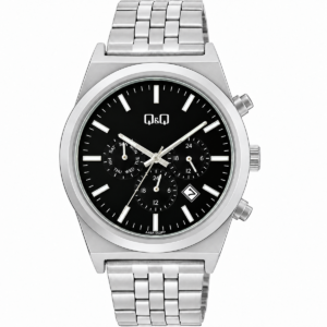 Reloj Q&Q para caballero – A48A-002PY – plateado con esfera negra