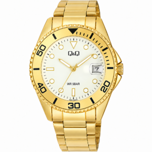 Reloj Q&Q para caballero – A49A-003PY – dorado con esfera azul