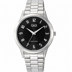 Reloj Q&Q para caballero – C10A-061PY – plateado con esfera negra