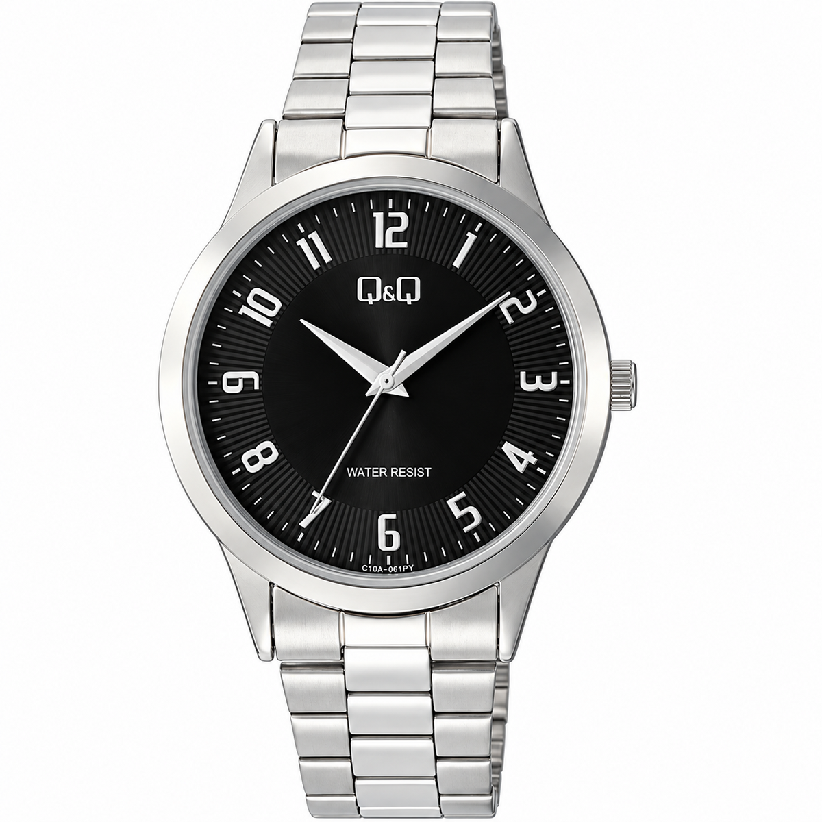 Reloj Q&Q para caballero - C10A-061PY - plateado con esfera negra