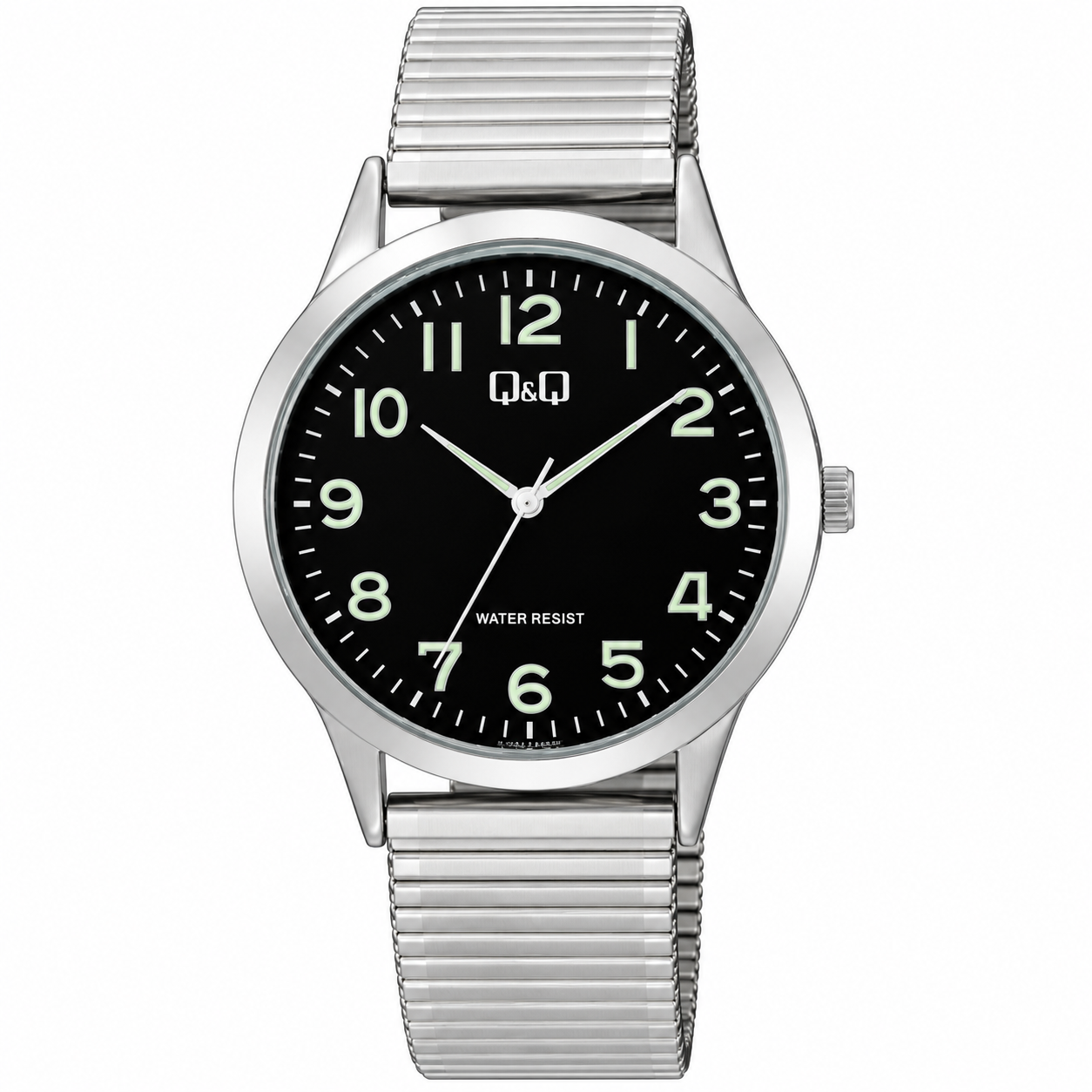 Reloj Q&Q para caballero - C10A-072PY - plateado con esfera negra