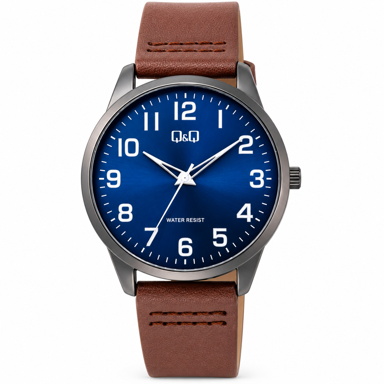 Reloj Q&Q para caballero - C32A-003PY - correa café y esfera azul