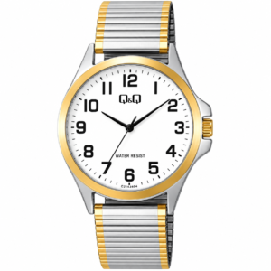 Reloj Q&Q para caballero – C36A-026PY – plateado y dorado con esfera blanca