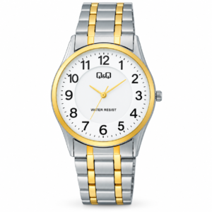 Reloj Q&Q para caballero – C45A-001PY – dorado y plateado con esfera blanca