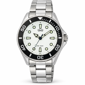 Reloj Q&Q para caballero – C72A-003PY – plateado con esfera blanca y detalles verdes
