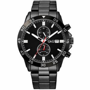 Reloj Q&Q para caballero – C73A-004PY – negro con esfera negra y cronógrafos