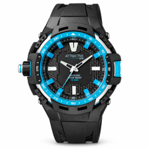 Reloj Q&Q para caballero – DA70-001Y – negro con detalles turquesa