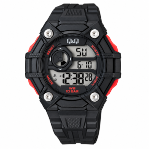 Reloj Q&Q para caballero – G18A-002VY – negro con detalles rojos
