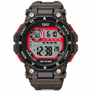 Reloj Q&Q para caballero – G28A-007VY – negro con detalles rojos