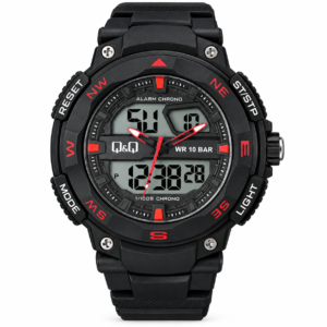 Reloj Q&Q para caballero – GW85J006Y – negro con detalles rojos