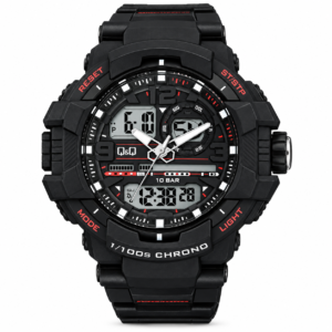 Reloj Q&Q para caballero – GW86J011Y – negro con detalles rojos