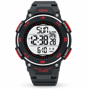 Reloj Q&Q para caballero – M124J001Y – pantalla digital negra con detalles rojos