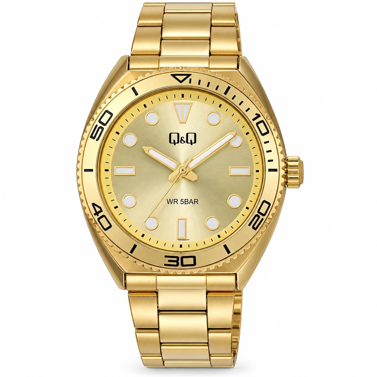 Reloj Q&Q para caballero - Q09C-003PY - dorado con esfera blanca