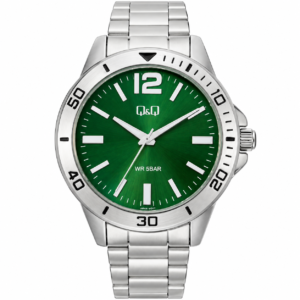 Reloj Q&Q para caballero – Q28B-011PY – plateado con esfera verde