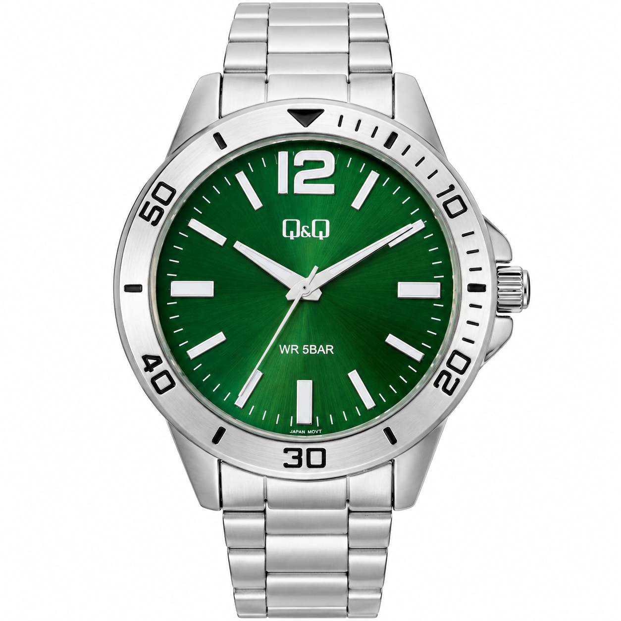 Reloj Q&Q para caballero - Q28B-011PY - plateado con esfera verde