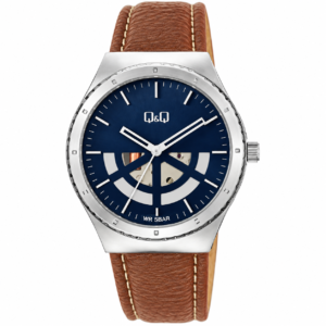 Reloj Q&Q para caballero – Q71B-005PY – correa café y esfera azul