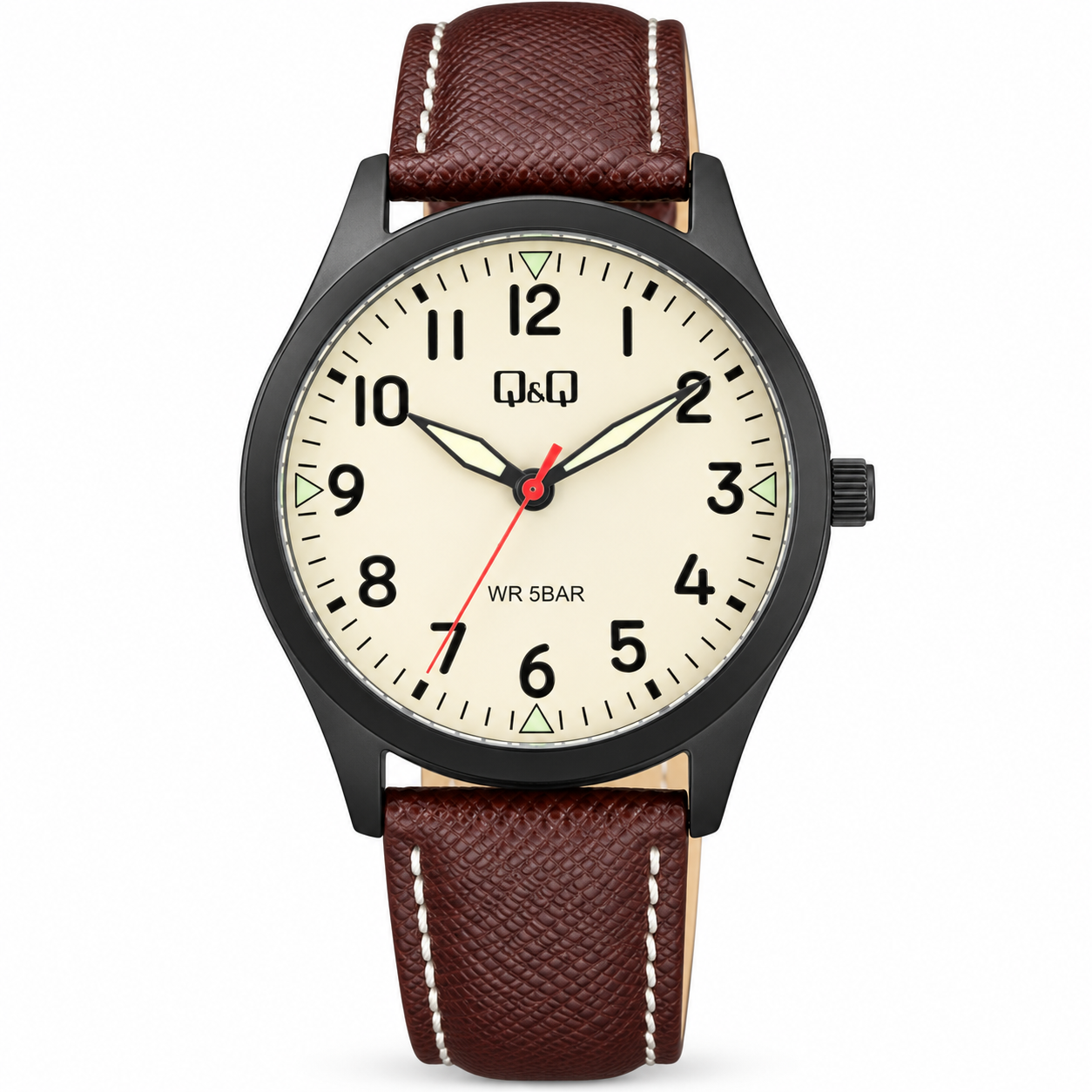 Reloj Q&Q para caballero - Q76B-004PY - correa café y esfera crema