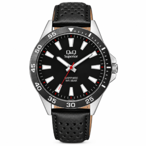 Reloj Q&Q para caballero – S08A-004PY – correa negra y esfera negra con cronógrafos
