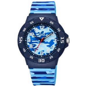 Reloj Q&Q para caballero – V02A-010VY – correa negra y azul con esfera azul